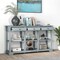 Costway 58'' Long Sofa Table with Storage Retro Console Table with 3 Drawers & Open Shelves Blue/White
